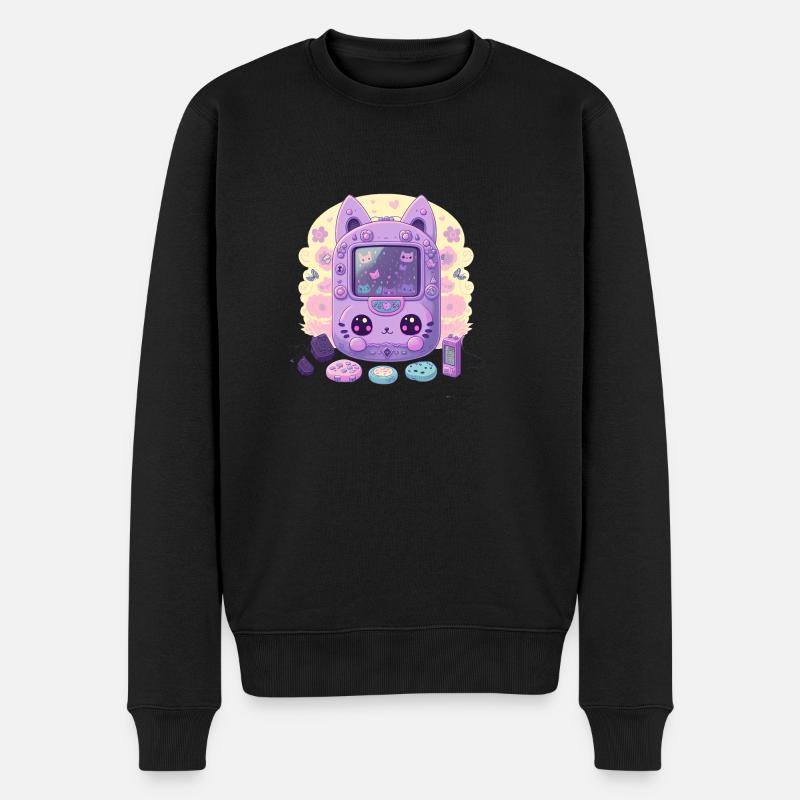Pastell Tamagotchi - Männer Premium Bio Pullover - Schwarz