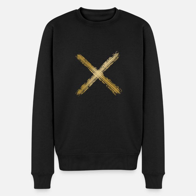 Kreuz golden - Männer Premium Bio Pullover - Schwarz