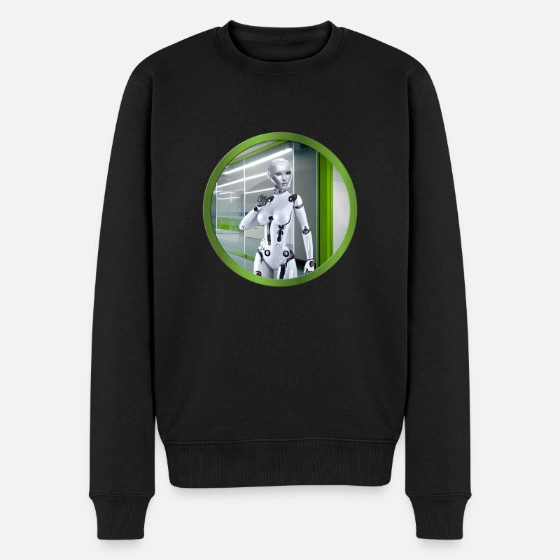 KI Roboter - Männer Premium Bio Pullover - Schwarz