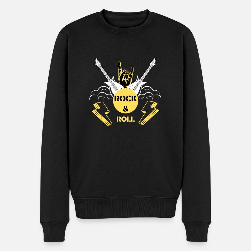 ROCK & ROLL - Männer Premium Bio Pullover - Schwarz