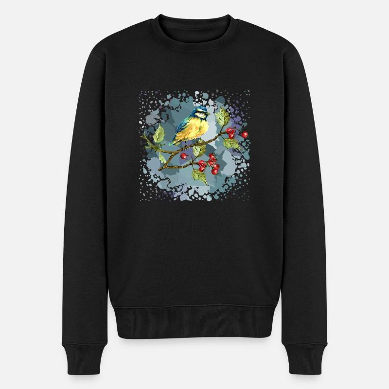 Bunter Vogel - Männer Premium Bio Pullover - Schwarz