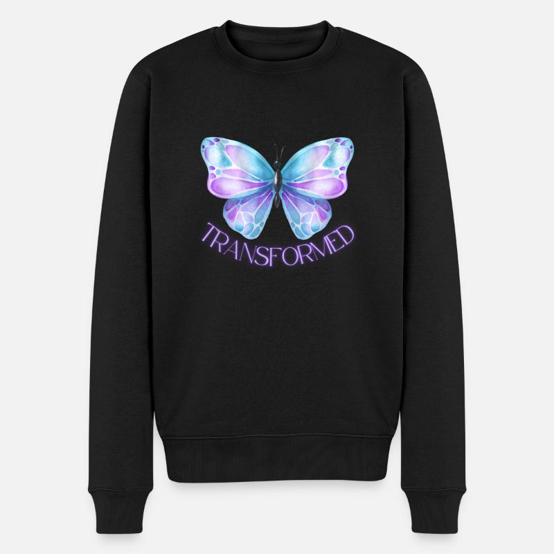 Butterfly Transformed (Schmetterling) - Männer Premium Bio Pullover - Schwarz