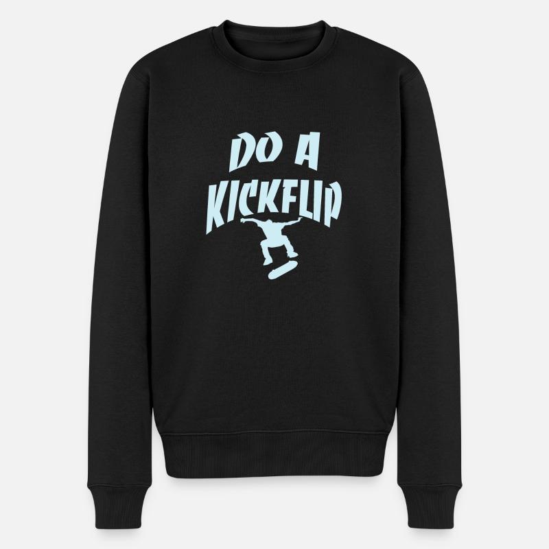 Machen Sie einen Kickflip Blue - Männer Premium Bio Pullover - Schwarz