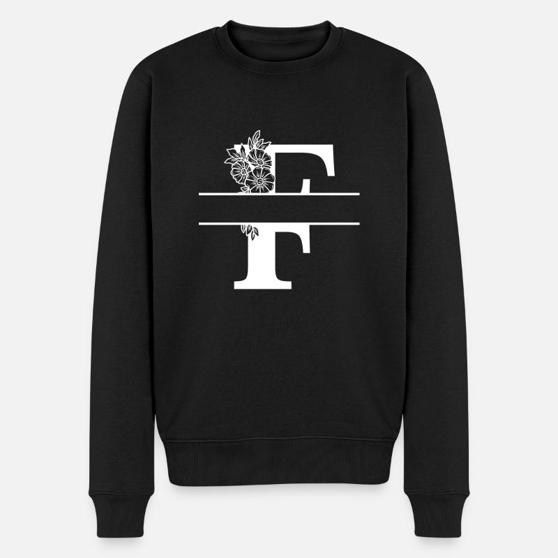 Personalisierter Blumenbuchstabe F - Männer Premium Bio Pullover - Schwarz