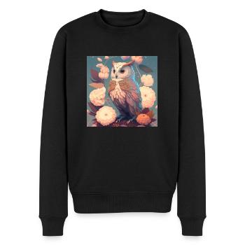 im Einklang mit der Natur Eule - Männer Premium Bio Pullover - Schwarz - Vorne - Nico (187cm)