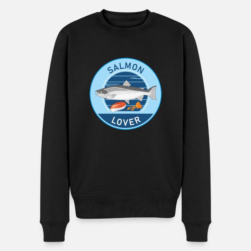 Lachsliebhaber - Männer Premium Bio Pullover - Schwarz