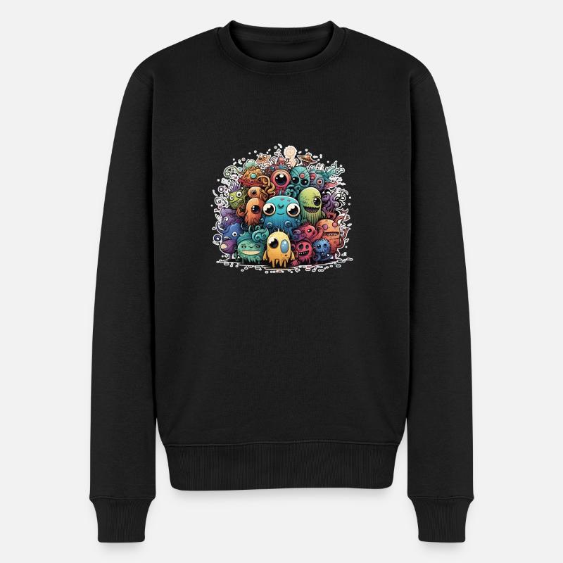 Doodle Stil - Männer Premium Bio Pullover - Schwarz