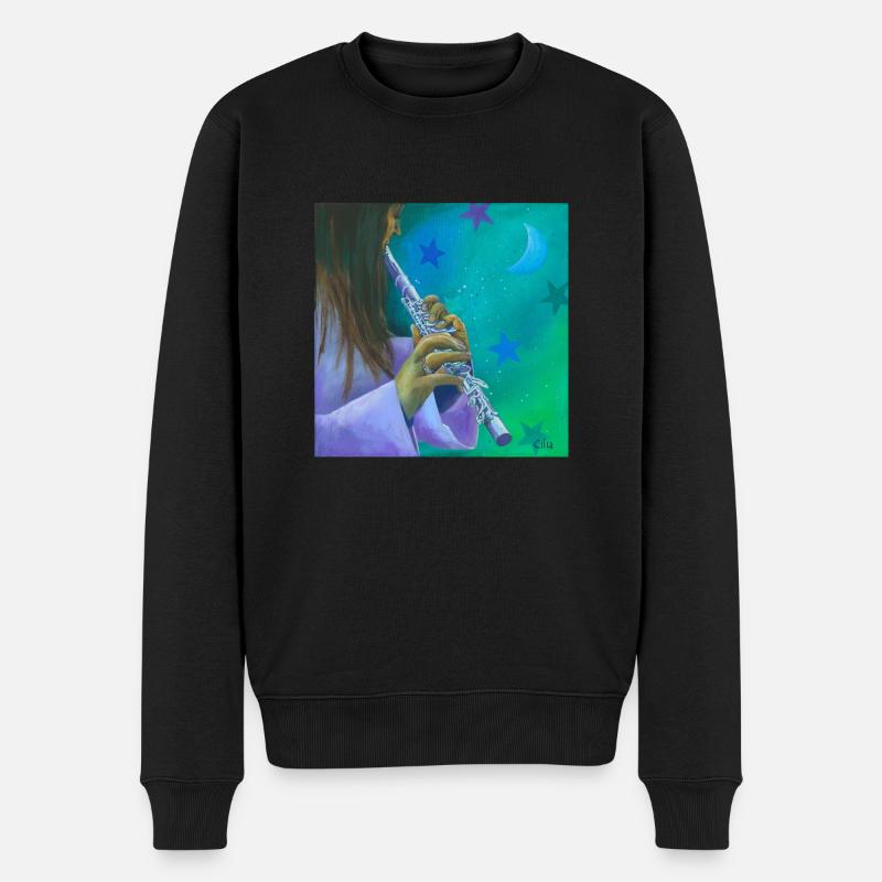 Querflöte - Männer Premium Bio Pullover - Schwarz