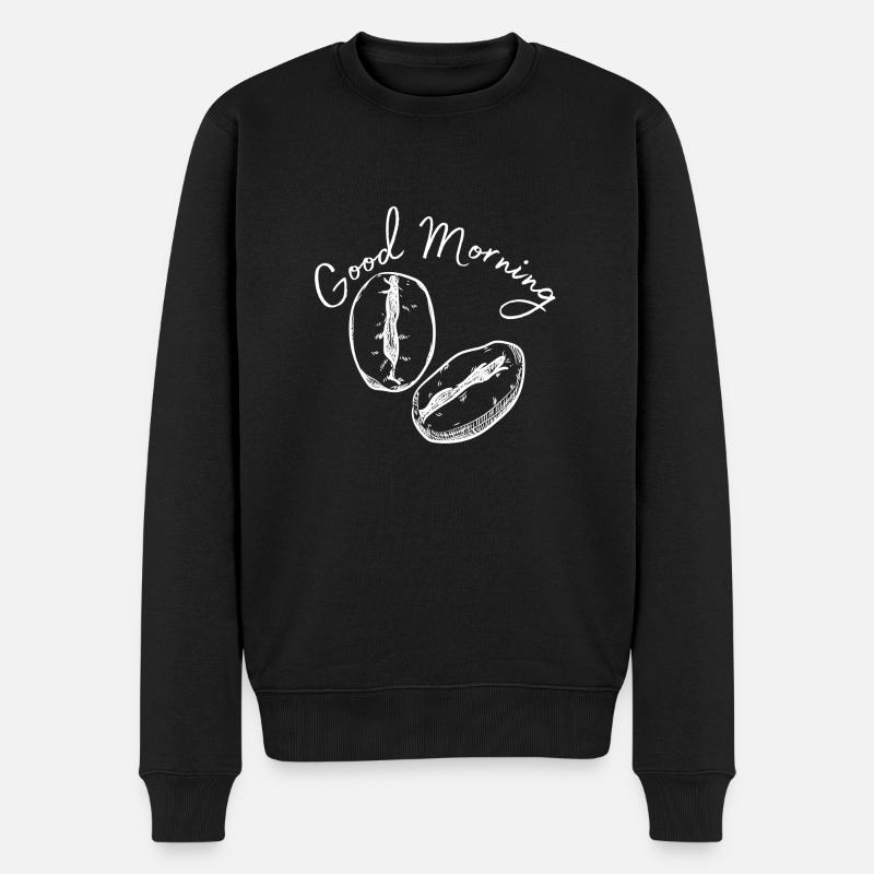 Good Morning! Das Kaffee Design kusiv in weiß! - Männer Premium Bio Pullover - Schwarz