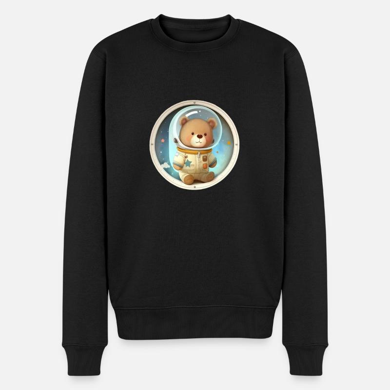 Teddy Bär Astronaut - Männer Premium Bio Pullover - Schwarz