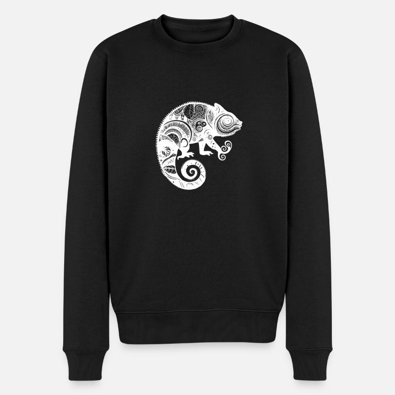 Caméléon aux motifs aztèques boho - Pull Premium bio Homme - noir