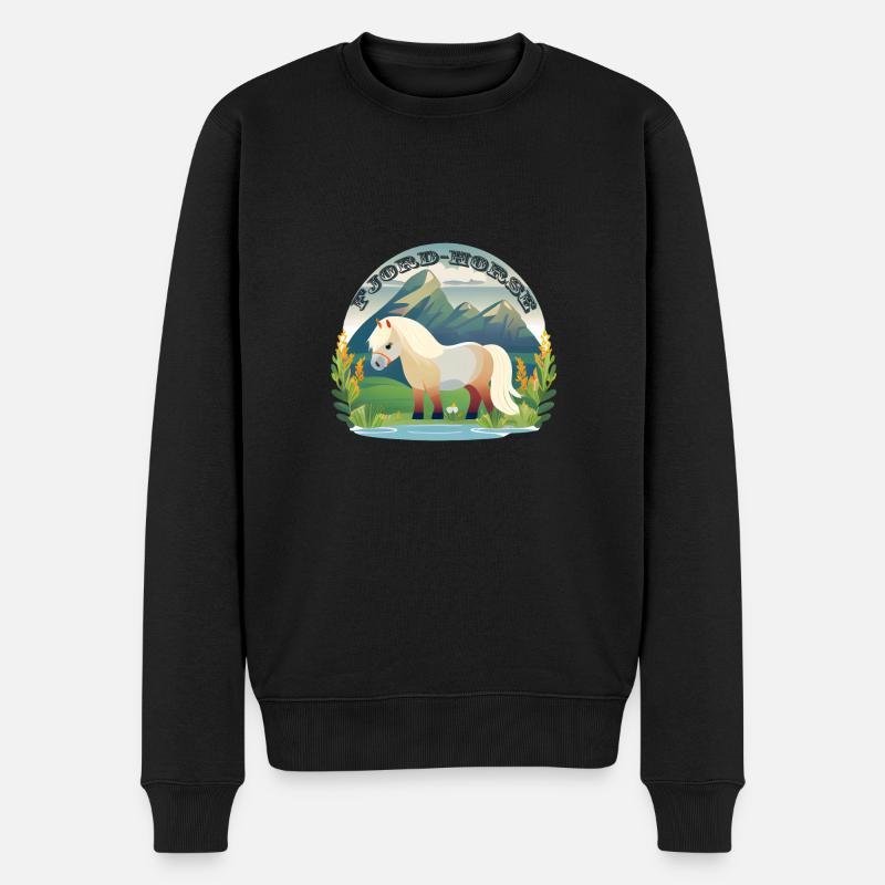 Norwegisches Fjordpferd auf Gras-Pferde - Männer Premium Bio Pullover - Schwarz