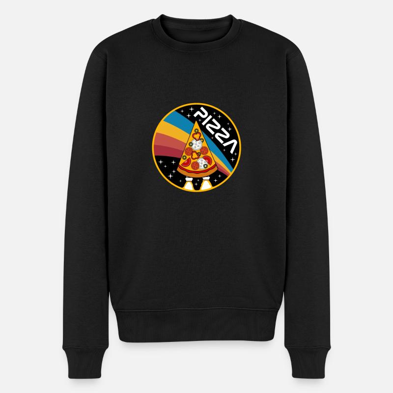 Pizza Spaceship - Männer Premium Bio Pullover - Schwarz
