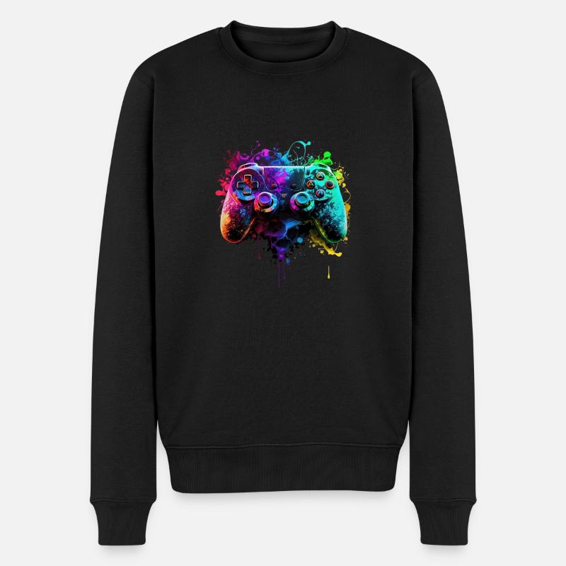 Neon Gaming Controller / Kontroller - Männer Premium Bio Pullover - Schwarz