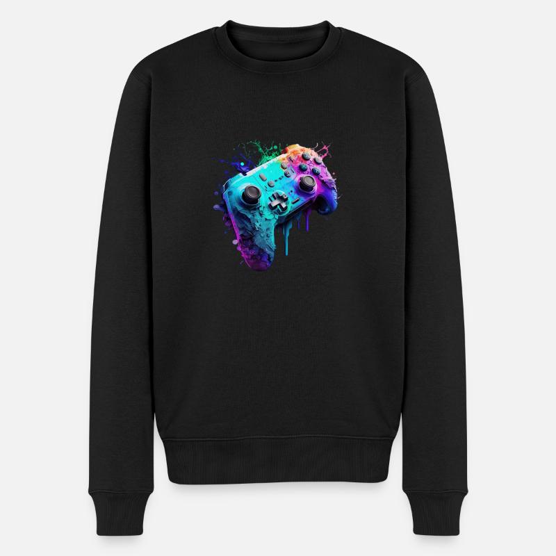 Neon Gaming Controller / Kontroller - Männer Premium Bio Pullover - Schwarz