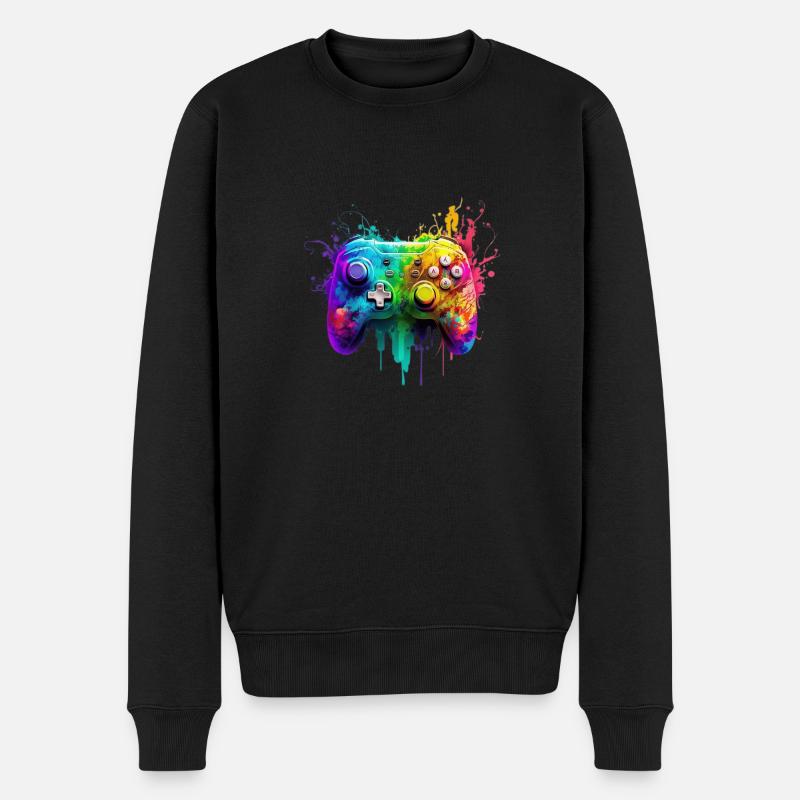 Neon Gaming Controller / Kontroller - Männer Premium Bio Pullover - Schwarz