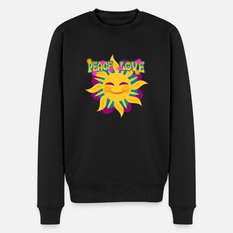 Hippie - Männer Premium Bio Pullover - Schwarz