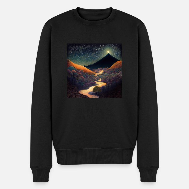 Japanisch-chinesisches Landschaftszeichnungsmuster - Männer Premium Bio Pullover - Schwarz