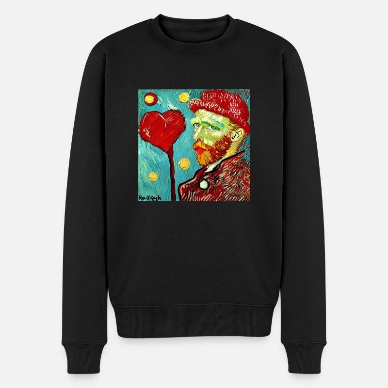 Van Gogh Liebe - Männer Premium Bio Pullover - Schwarz