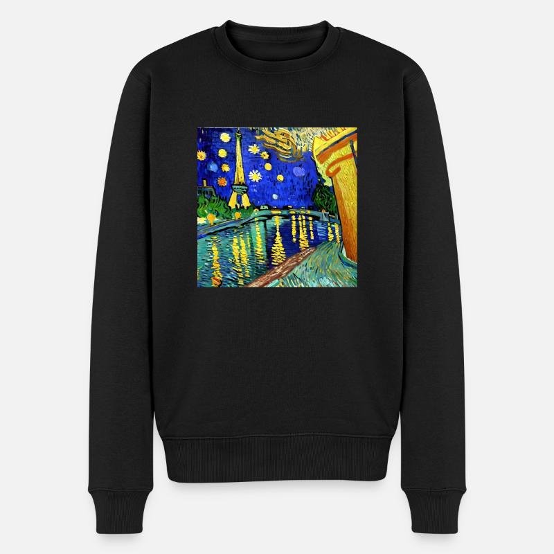 Paris tour Eiffel van gogh - Pull Premium bio Homme - noir