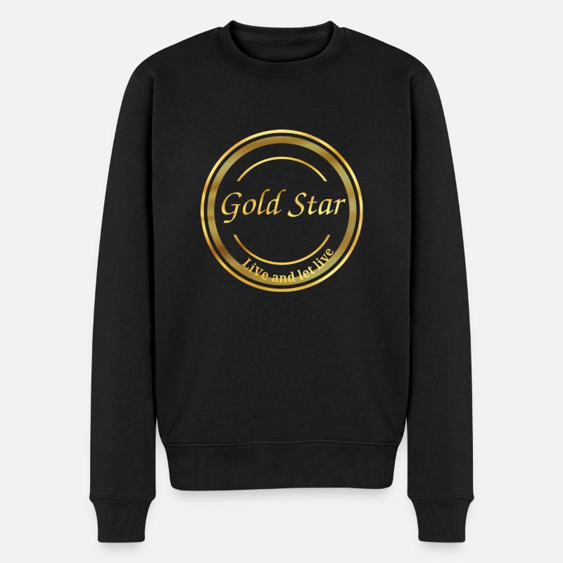 Logo, Design ,étoile dorée ,Texte - Pull Premium bio Homme - noir