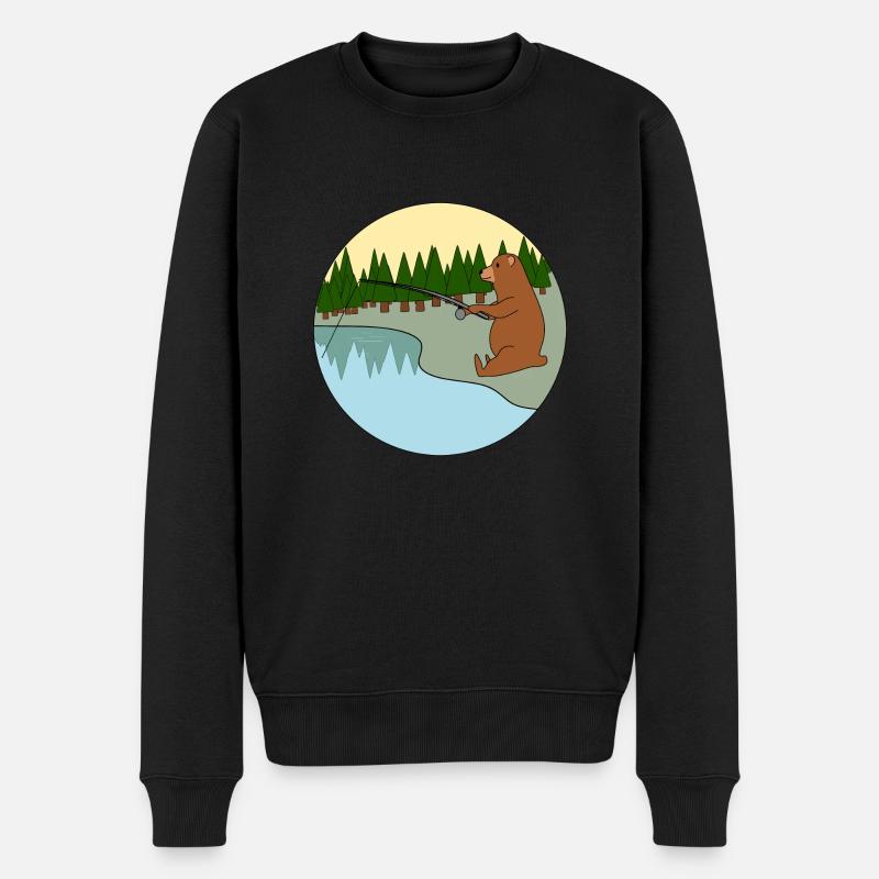 Ours pêcheur - Pull Premium bio Homme - noir