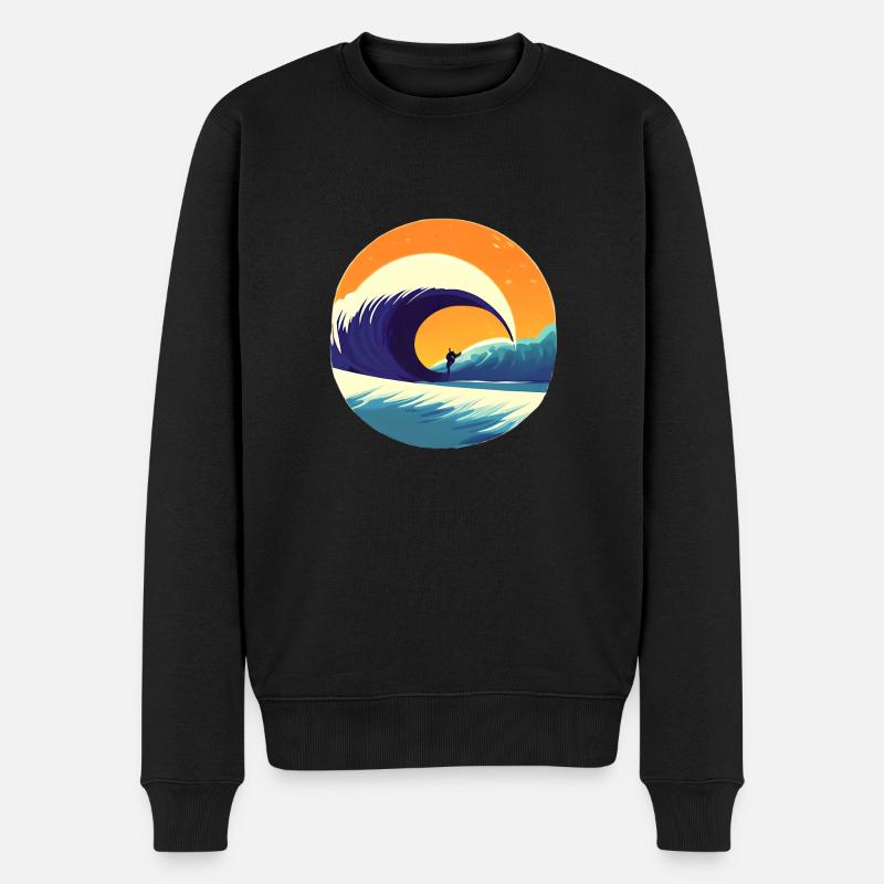 Surfer Wellenreiten Surfbrett Surferin surfen - Männer Premium Bio Pullover - Schwarz