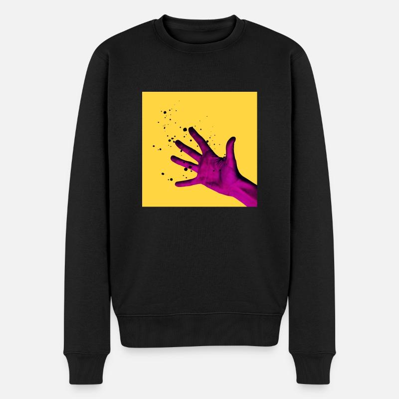 Yellow Hand - Männer Premium Bio Pullover - Schwarz