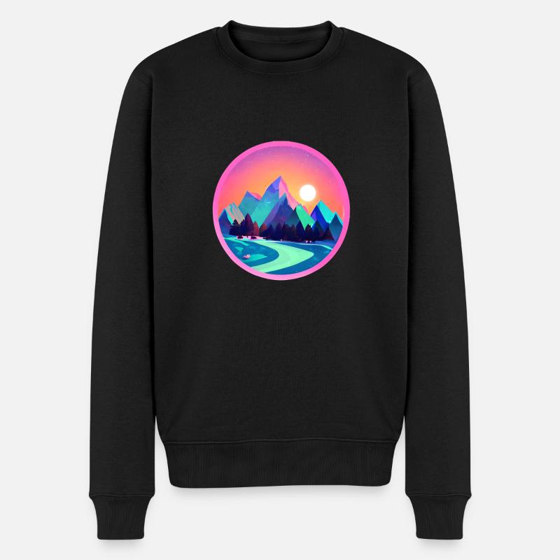 Berge Bergwandern Wanderung Bergwanderer Wandern - Männer Premium Bio Pullover - Schwarz