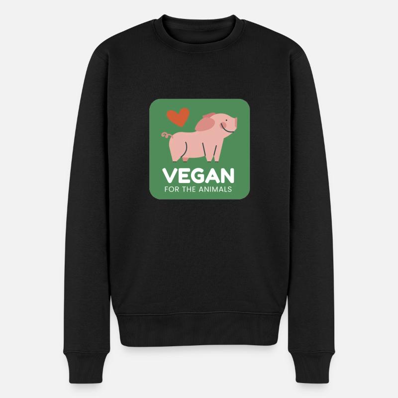 Vegan für Tiere - Männer Premium Bio Pullover - Schwarz