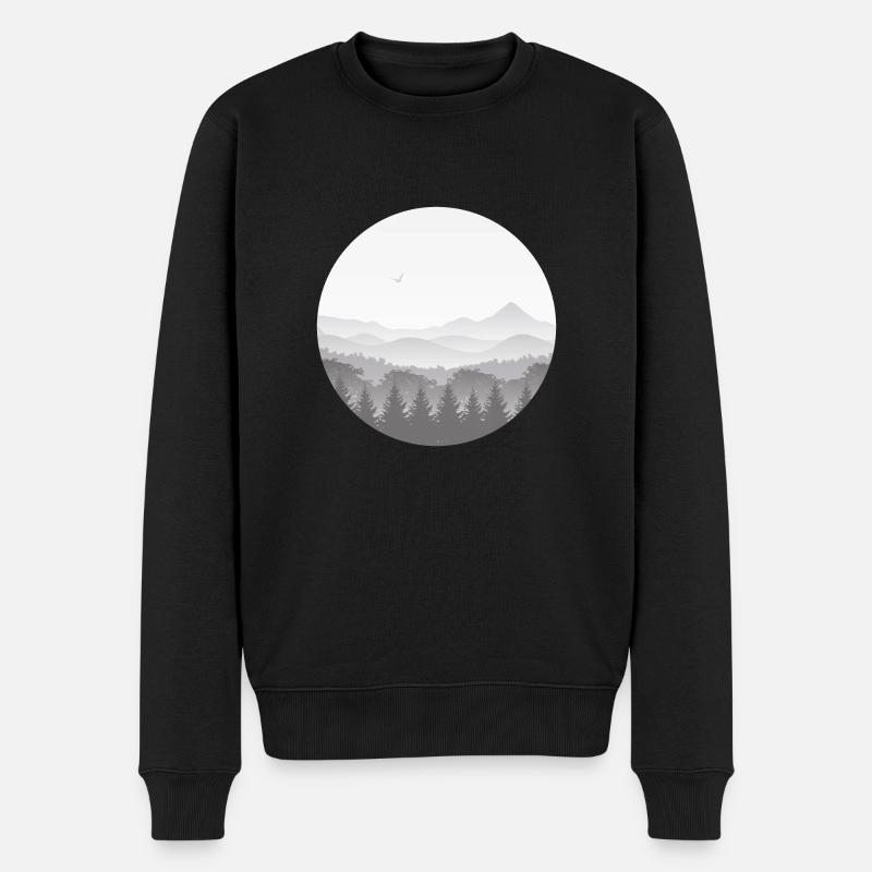 Berge im Nebel - Männer Premium Bio Pullover - Schwarz