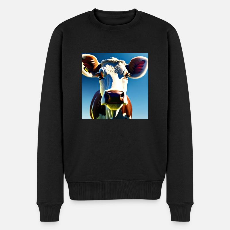 Vache brune et blanche - Pull Premium bio Homme - noir