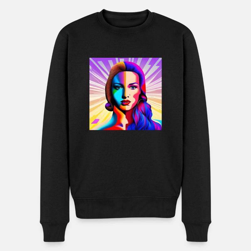 Schönes Pop-Mädchen - Männer Premium Bio Pullover - Schwarz