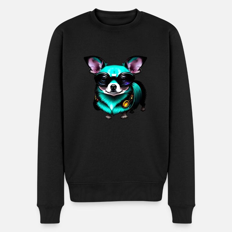 Chihuahua futuristisch neon - Männer Premium Bio Pullover - Schwarz