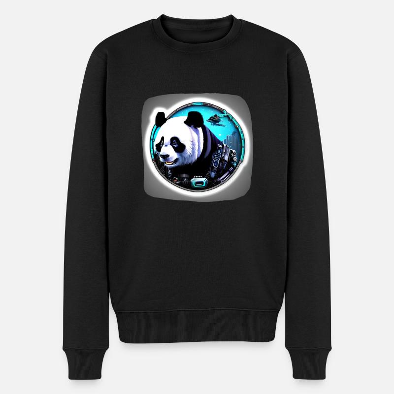 Panda de l’espace futuriste - Pull Premium bio Homme - noir