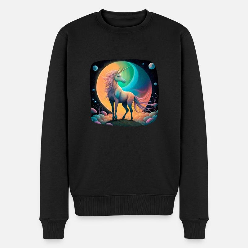 Fantasie Einhorn mystisch - Männer Premium Bio Pullover - Schwarz