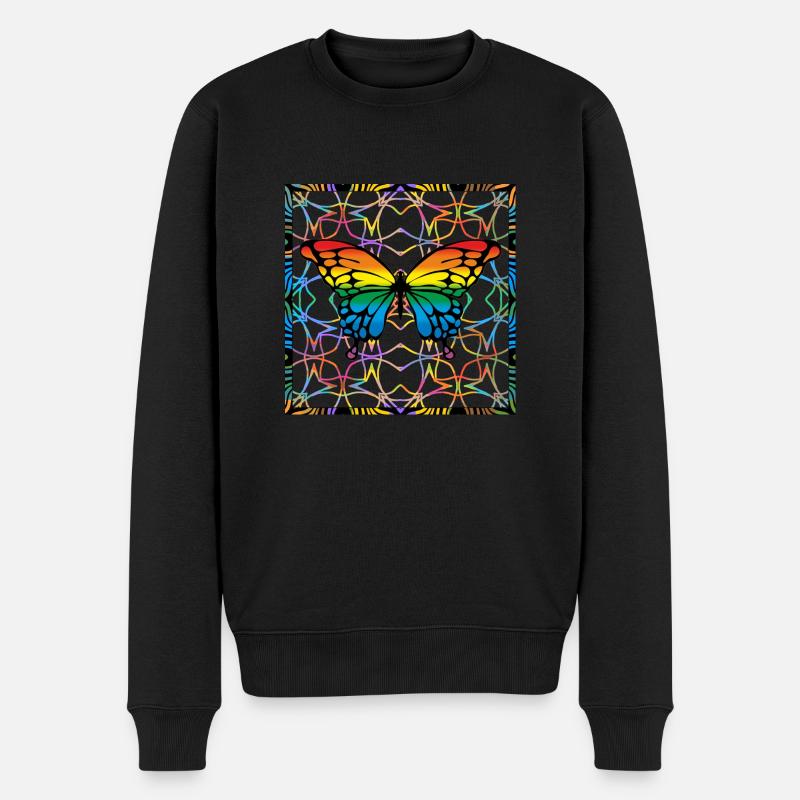 Schmetterling - Männer Premium Bio Pullover - Schwarz
