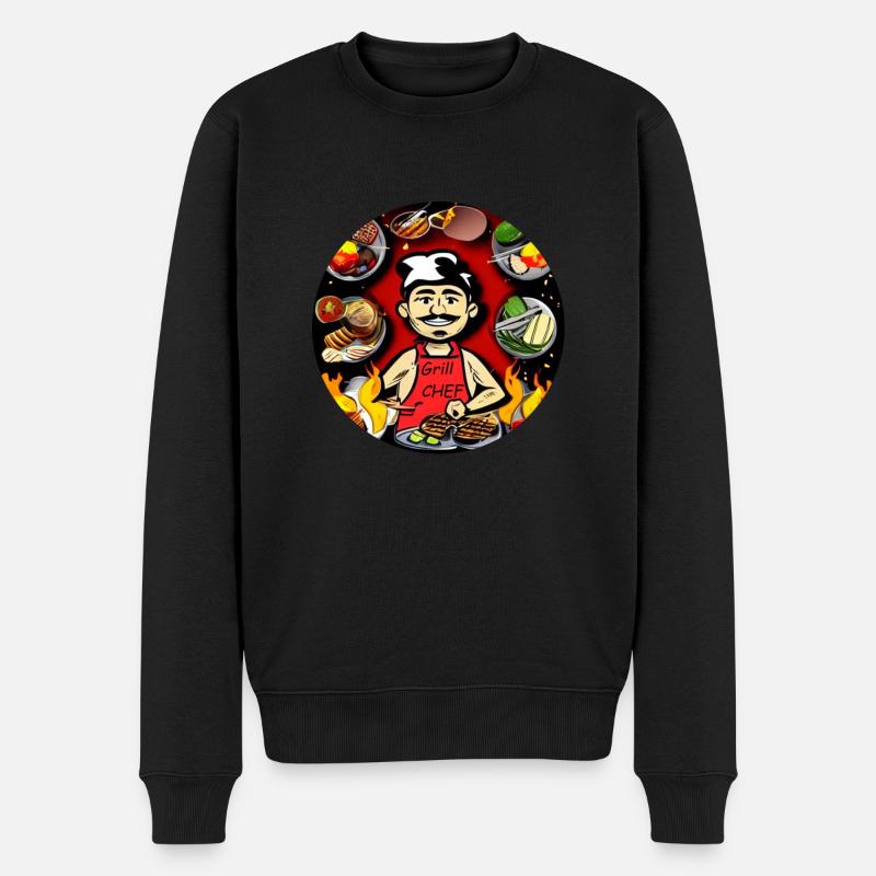 Chef Griller4 - Männer Premium Bio Pullover - Schwarz