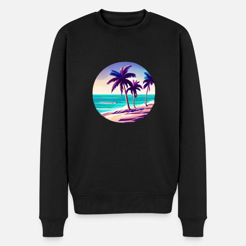 Vacances d’été Palm Beach Palm Island Sun - Pull Premium bio Homme - noir