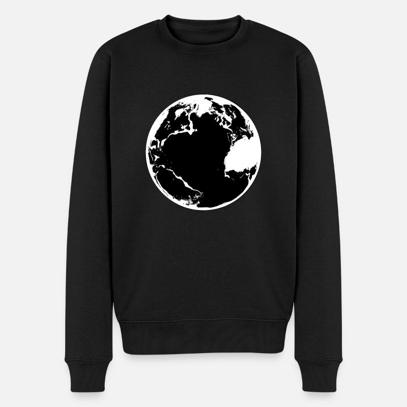 Planet Erde in schwarz/weiss - Männer Premium Bio Pullover - Schwarz