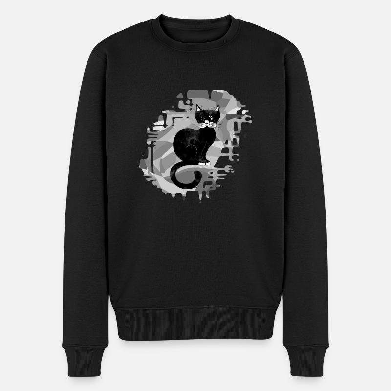 Katze - Männer Premium Bio Pullover - Schwarz