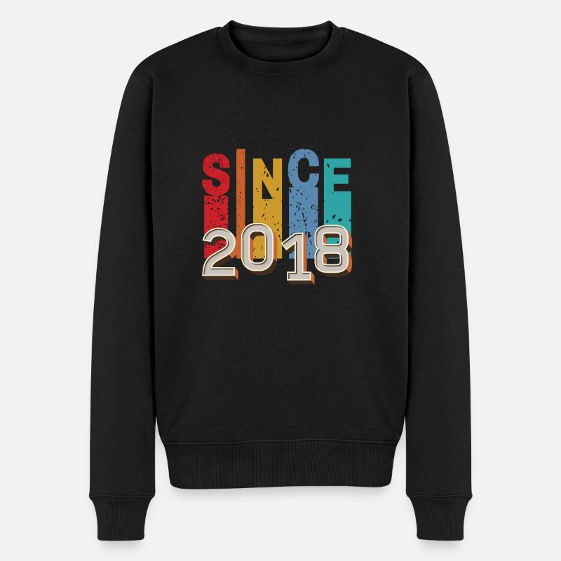 Seit 2018 retro - Männer Premium Bio Pullover - Schwarz