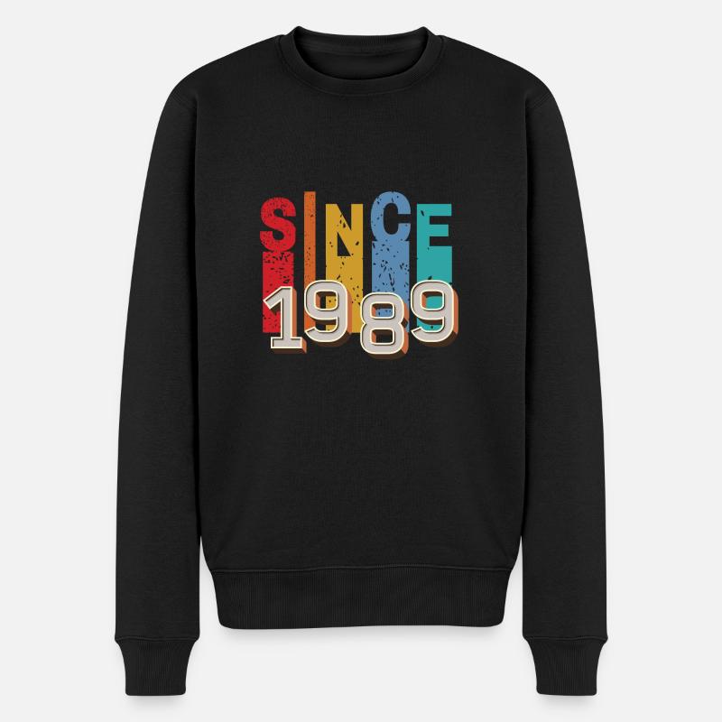 Seit 1989 retro - Männer Premium Bio Pullover - Schwarz