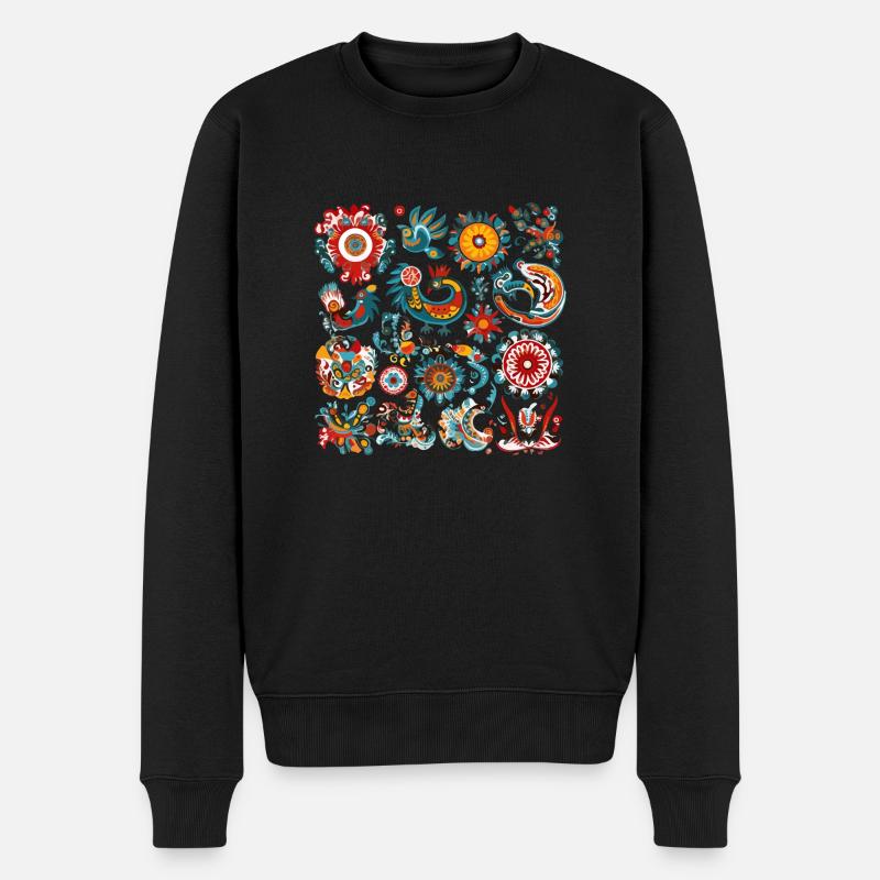 Fleurs et oiseaux - Pull Premium bio Homme - noir