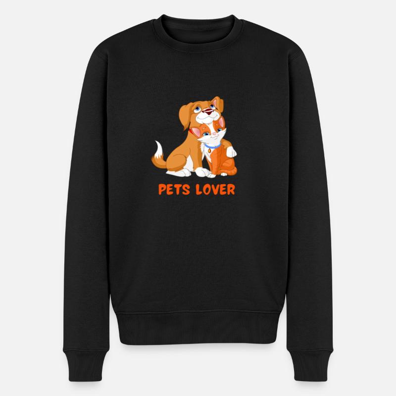Hund und und Katze Tierfreunde Liebe Pets Frends - Männer Premium Bio Pullover - Schwarz