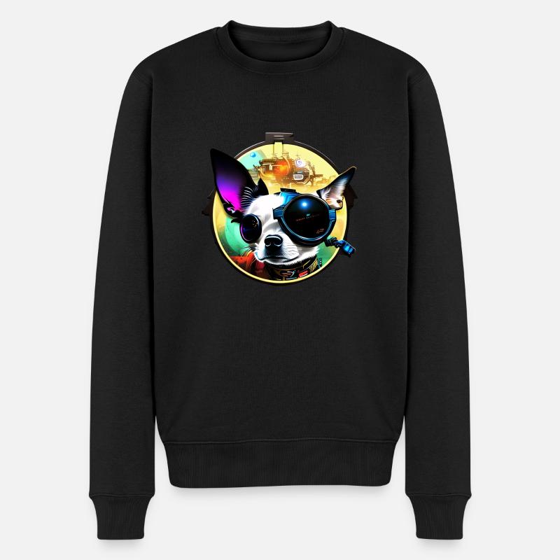 Steampunk Chihuahua - Männer Premium Bio Pullover - Schwarz