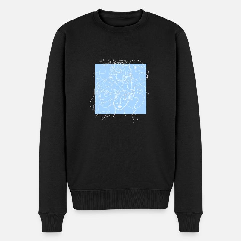 Face line blue - Pull Premium bio Homme - noir