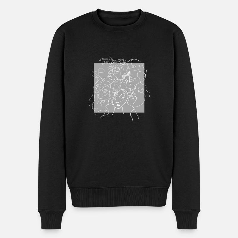 Gesichtslinie grau - Männer Premium Bio Pullover - Schwarz