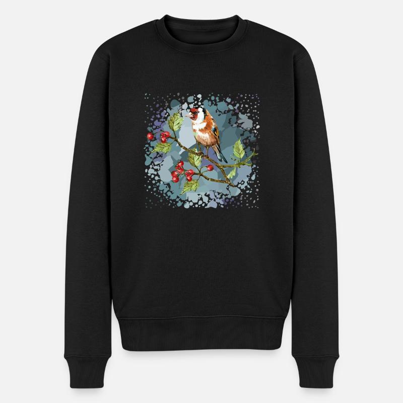 Bunter Vogel - Männer Premium Bio Pullover - Schwarz