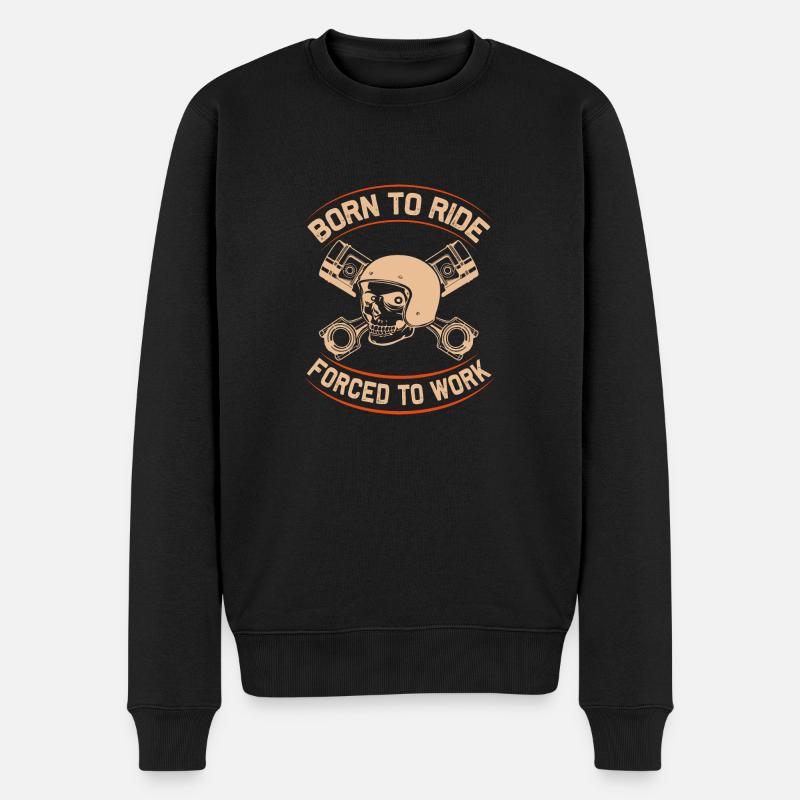 Born To Ride Skull Motorcycle Design - Männer Premium Bio Pullover - Schwarz